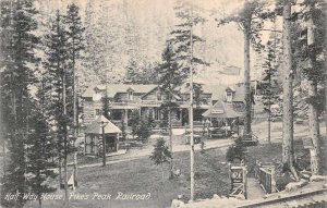 Colorado Springs Colorado Pikes Peak Railroad Halfway House Postcard AA67838