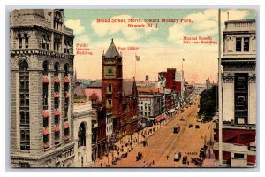 Broad Street View to Military Park Newark New Jersey NJ Unused DB Postcard W11