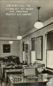 Light Lighting Lamps Celestialite Office Scene c1910 Real Photo Postcard