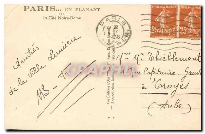 Old Postcard Paris while strolling La Cite Notre Dame