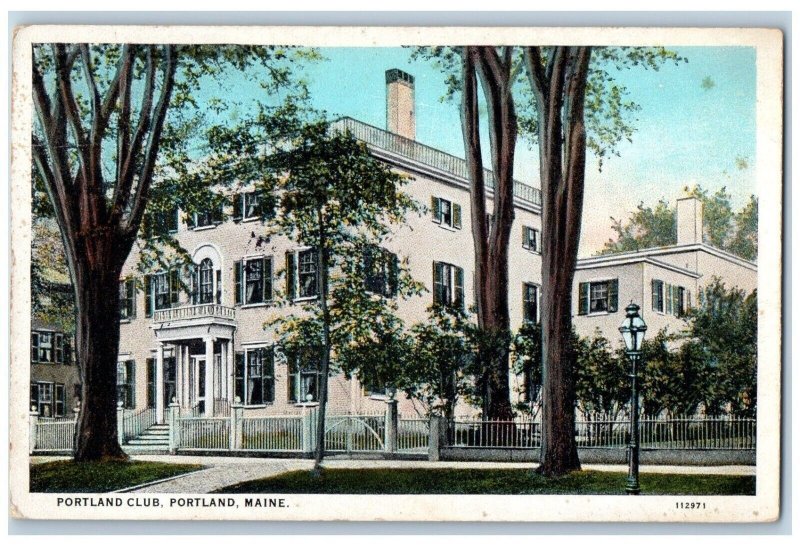 Portland Maine ME Postcard Portland Club Exterior Building c1934 Vintage Antique