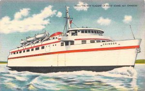 MV Chinook Car Ferry Ship Puget Sound Washington linen postcard