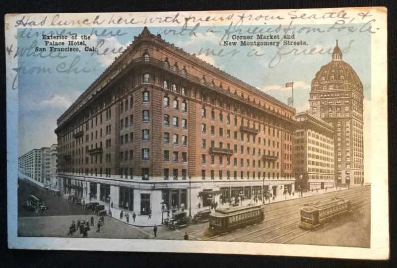 Palace Hotel SFO CA Used Postcard LB