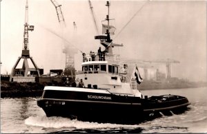 Real Photo Postcard M.S. Schouwenbank Boat Rotterdam, Netherlands Holland