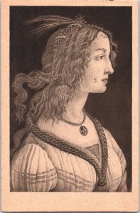 Botticelli Weibliches Bildnis Women Vintage Postcard 09.07