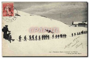 Old Postcard Militaria Alpine Hunters crossing a glacier