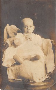 1910s RPPC Real Photo Postcard Baby Sitting In Chair