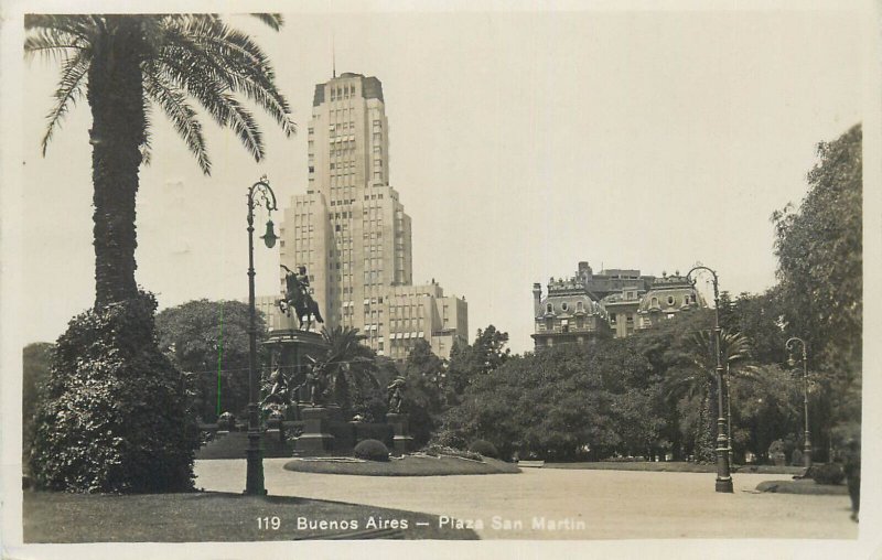 Argentina Buenos Aires Plaza San Martin 1938 real photo postcard 
