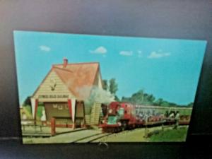 Postcard  Frontier Train Ride at Buck Lake Ranch, Angola, IN