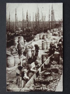 Yorkshire SCARBOROUGH SCOTCH FISHER GIRLS Fish Market & Trawlers c1910 Postcard