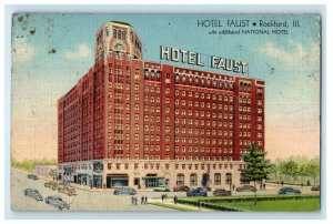 1940 Hotel Faust An Affiliated National Hotel Rockford Illinois IL Postcard