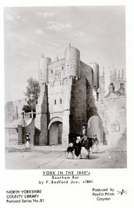 Yorkshire Postcard - York in The 1840's - Bootham Bar - By F Bedford Jun  U718