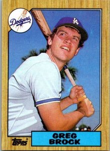 1987 Topps Baseball Card Greg Brock Los Angeles Dodgers sk13804