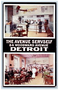 c1940 Avenue Servself 84 Woodward Avenue Interior Detroit Michigan MI Postcard 