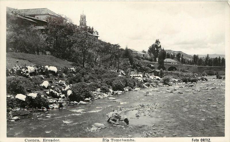 RPPC Postcard; Cuenca Ecuador Rio Tomebamba Foto Ortiz Unposted c1940s