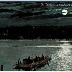 1909 Edmonton to Strathcona Alberta Horse Ferry Boat Night Photo Postcard A166