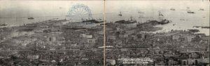 Kobe Japan Air View City Panorama Fold-Open c1910 Vintage Postcard