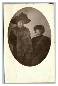 Vintage 1910's RPPC Postcard Photo of Women in Fur Coats