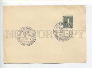 422656 GERMANY 1957 year Bremen 100 years of LLOYD shiping company postcard