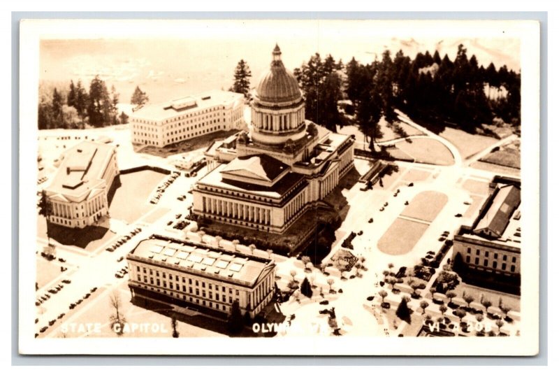 RPPC Aerial View Capitol Building Olympia Washington WA VI Photo 208 Postcard R7
