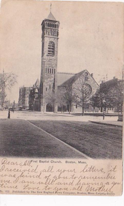 Massachusetts Boston First Baptist Church 1907