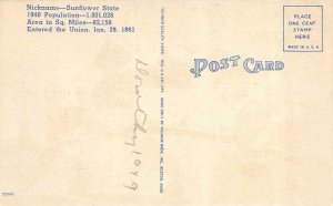 KS Kansas  LARGE LETTER~Linen & STATE FLAG~Chrome   *TWO*  Postcards