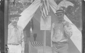 H95/ Ohio RPPC Postcard c1910 G.A.R. Reunion? Tent Fish Umbrella Soldiers 120