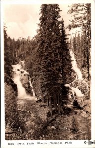 RPPC Twin Falls, Glacier National Park MT Vintage Postcard V70