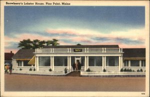 Pine Point Maine ME Snowberry's Lobster House 1940s Linen Postcard