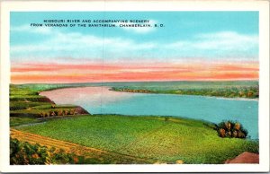 Missouri River From Verandas of Sanitarium, Chamberlain SD Vintage Postcard V43