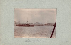 Yemen Aden Harbour Steamboat RPPC vintage postcard B909