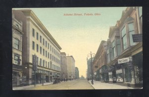 TOLEDO OHIO DOWNTOWN ADAMS STREET SCENE VINTAGE POSTCARD 1911