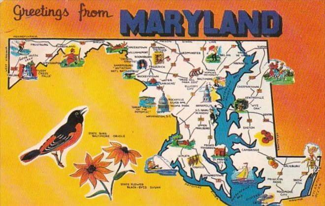 Greetings From Maryland With Map