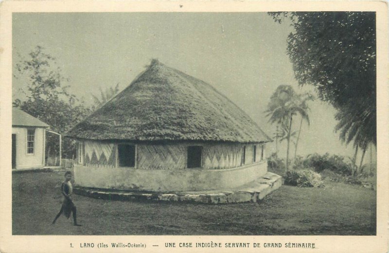 Oceania Lano Wallis and Futuna a native hut serving as a major seminary