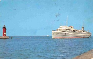 Milwaukee Clipper Lake Michigan Ferry Harbor Lighthouse Milwaukee WI postcard