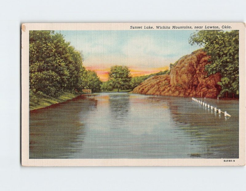 Postcard Sunset Lake, Wichita Mountains, Oklahoma