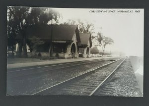 Mint Vintage La Grange Illinois Railroad Stone Avenue Depot Real Photo Postcard