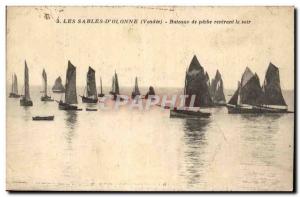 Sables d & # 39olonne Old Postcard Fishing Boats coming back at night