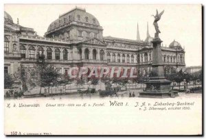 Old Postcard von Ferstel Erbaut Universitat Wien J A V Liebenberg Denkal