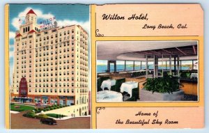 Wilton Hotel LONG BEACH California Linen Postcard