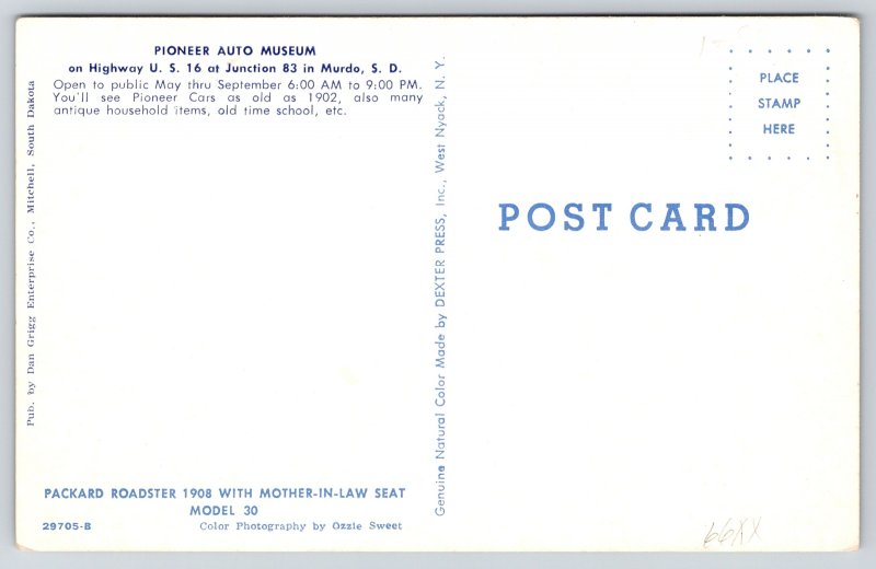 Transportation~Auto~South Dakota~Red 1908 Packard Roadster~Vintage Postcard