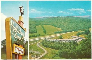 Sign And Aerial View, Holiday Inn, Corbin, Kentucky, Chrome Split View Postcard