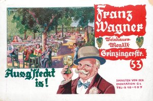 Franz Wagner wine advertising Weihauer Wien XIX Austria Vienna postcard