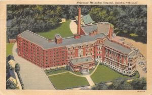 Omaha Nebraska Methodist Hosptial Aerial View~Postcard Mailed 1956