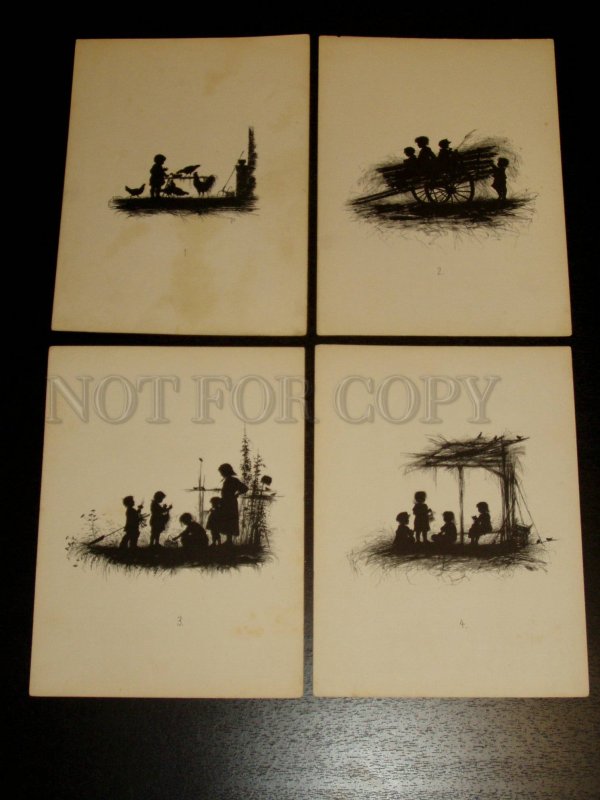 155278 SILHOUETTE by Elisaveta BEM Set 10 lithographs 1882