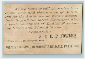 1879 A. & E.P. Fowler Millinery Ladies' Furnishings Demorest's Patterns P178