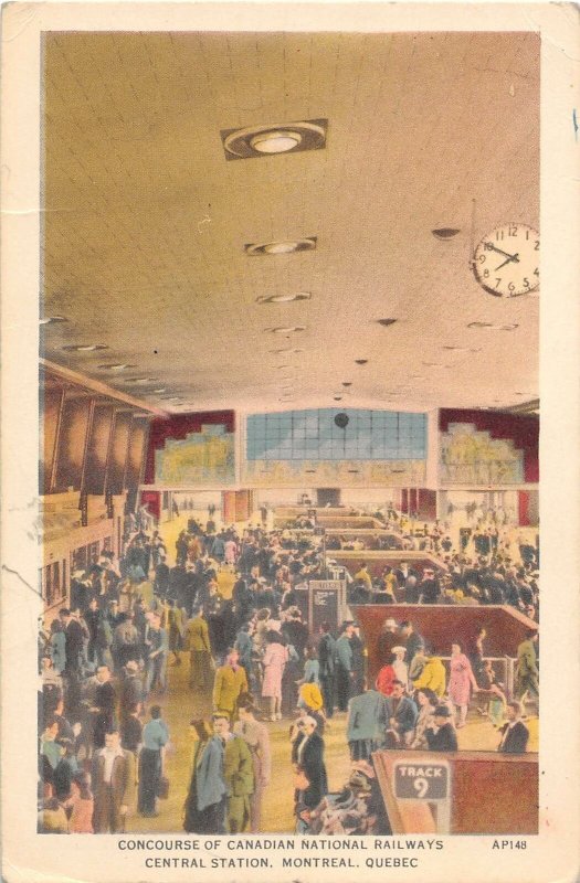 Canadian National Railways Central Station Concourse Montreal Canada postcard