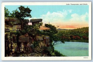 Branson Missouri MO Postcard Lake Taneycomo and Bluffs Scenic View 1941 Vintage