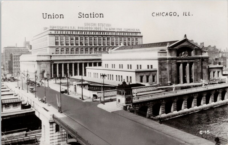 Chicago IL Union Station Unused Groganized Real Photo Postcard G52