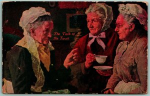 Old Ladies Gossip over Coffee The talk of the Town 1909 DB Postcard I3